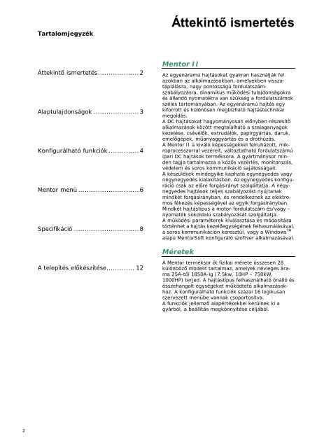 MENTOR II - CONTROL-VH Villamos HajtÃ¡stechnolÃ³gia Kft.
