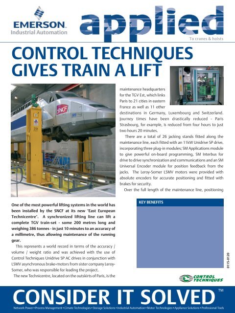 Control Techniques Gives Train a Lift - Emerson Industrial Automation