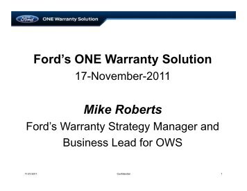 Ford's ONE Warranty Solution Mike Roberts