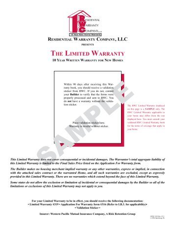 THE LIMITED WARRANTY - DR Horton