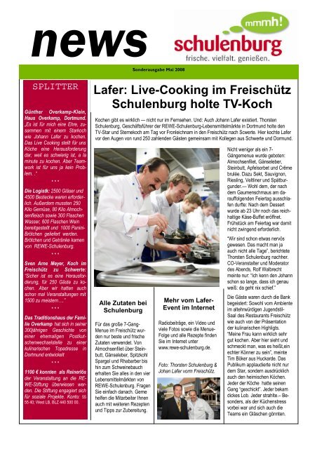 Lafer: Live-Cooking im  Freischütz Schulenburg ... - Rewe Schulenburg