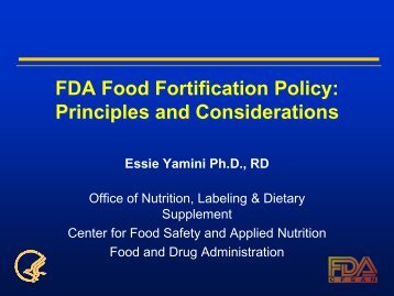 FDA Food Fortification Policy: Principles and Considerations