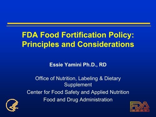 FDA Food Fortification Policy: Principles and Considerations