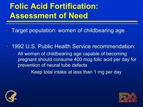 FDA Food Fortification Policy: Principles and Considerations