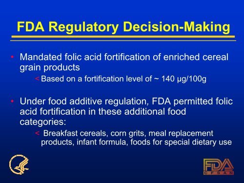 FDA Food Fortification Policy: Principles and Considerations