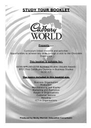 Business Studies Workbook - Cadbury World