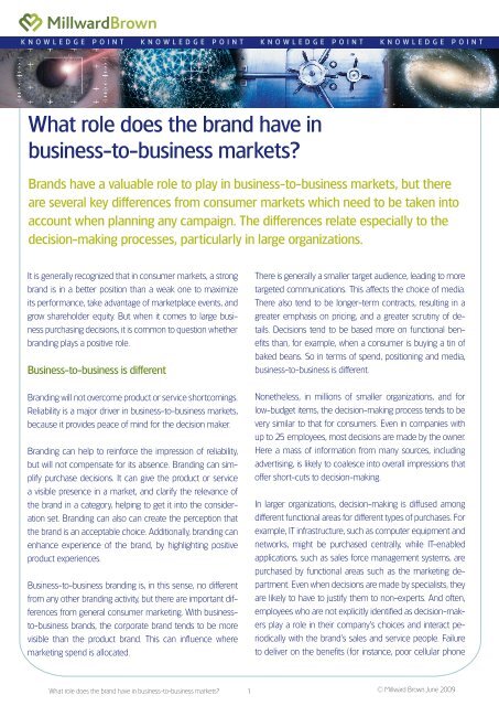 What role does the brand have in business-to ... - ARMI - Marketing