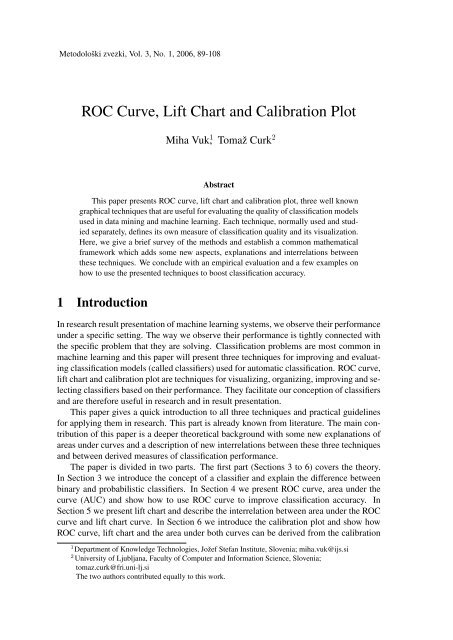 ROC Curve, Lift Chart and Calibration Plot