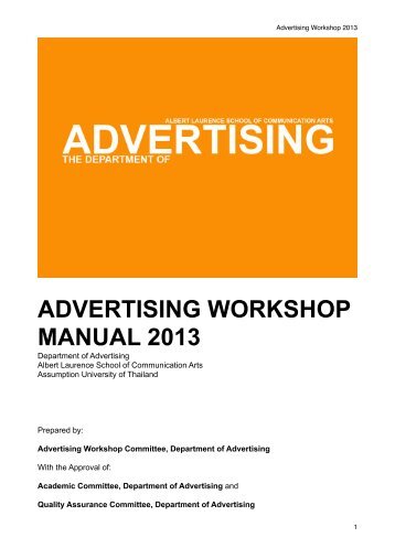 Advertising Workshop Manual 2013.pdf - Department of Advertising ...