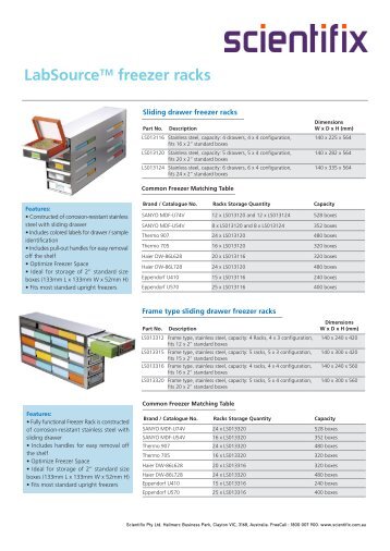 LabSourceTM freezer racks - Scientifix