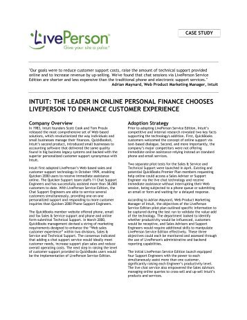intuit: the leader in online personal finance chooses liveperson to ...
