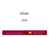xTrain - Sponsored Projects Administration - University of Minnesota