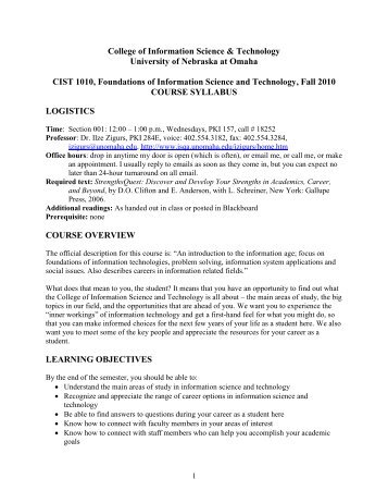 Course Syllabus, ISQA 8220, Fall 2006 - Information Systems