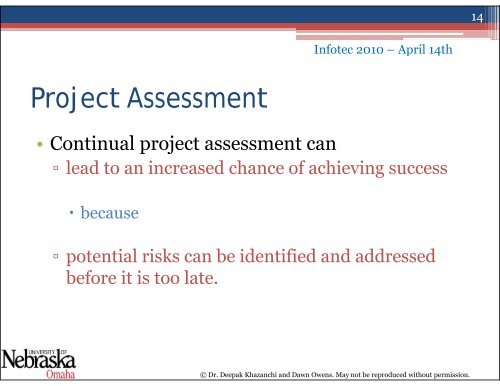 Project Management Assurance - Information Systems