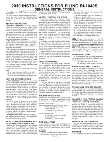 2010 RI-1040S Instructions No Worksheets - Rhode Island Division ...