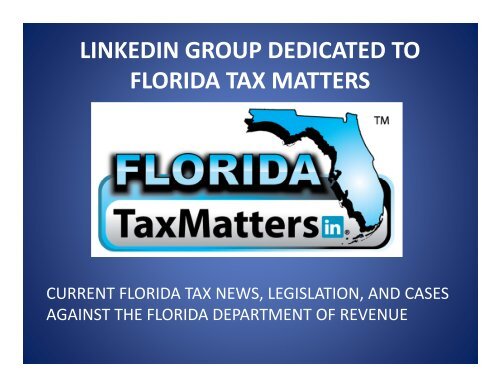 FLORIDA SALES AND USE TAX - Florida Sales Tax Attorney