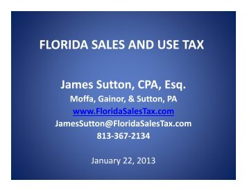 FLORIDA SALES AND USE TAX - Florida Sales Tax Attorney