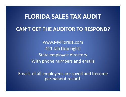 FLORIDA SALES AND USE TAX - Florida Sales Tax Attorney