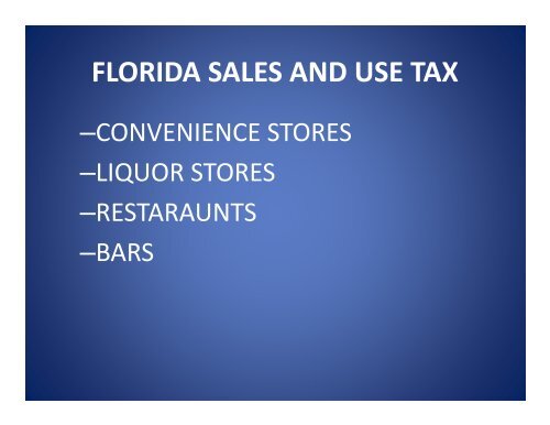 FLORIDA SALES AND USE TAX - Florida Sales Tax Attorney