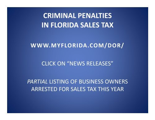 FLORIDA SALES AND USE TAX - Florida Sales Tax Attorney