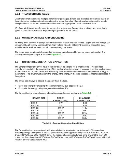 Emerald Motors & Drive Manual - Industrial Indexing Systems