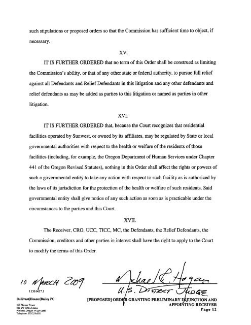 Order Granting Preliminary Injunction and Appointing Receiver - The ...