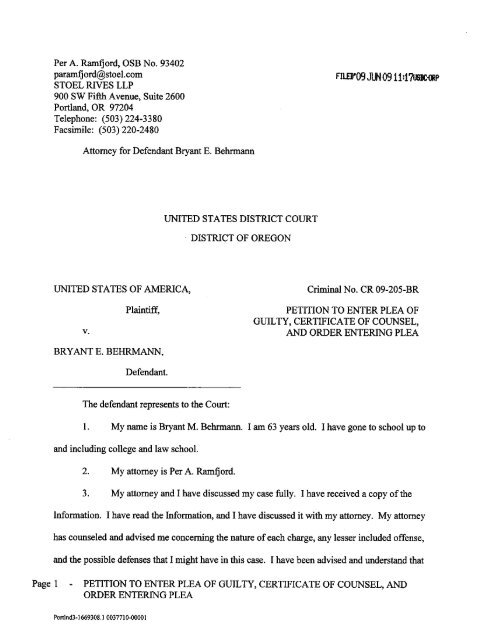 Plea Petition with Plea Agreement - Behrmann - The Grassmueck ...