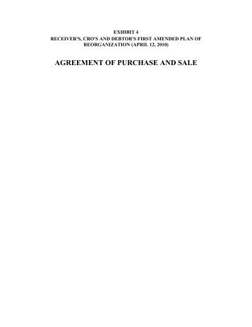 AGREEMENT OF PURCHASE AND SALE - The Grassmueck Group