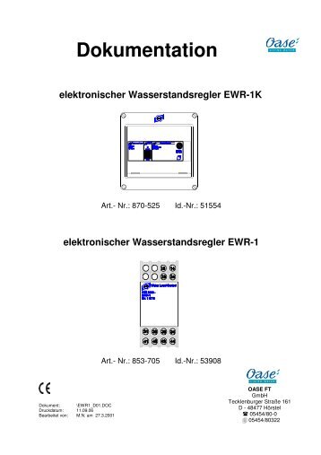 elektronischer Wasserstandsregler EWR-1 - Oase