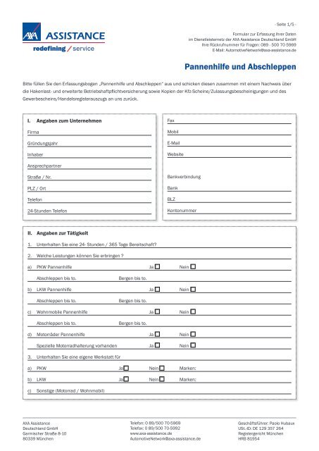 Pannenhilfe und Abschleppen - AXA Assistance