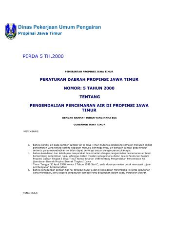 Perda Propinsi Jawa Timur No.5 Tahun 2000 - Dinas PSDA Provinsi ...