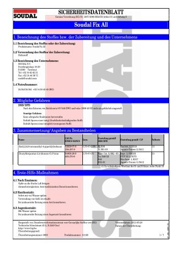 SICHERHEITSDATENBLATT Soudal Fix All - Oase