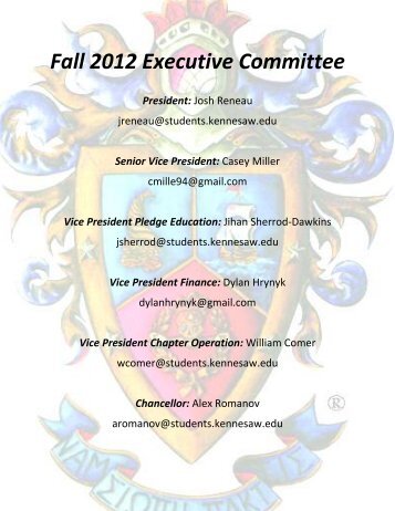 Fall 2012 Executive Committee