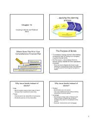 Chapter 13 â¦applying the planning process The Purpose of Bonds