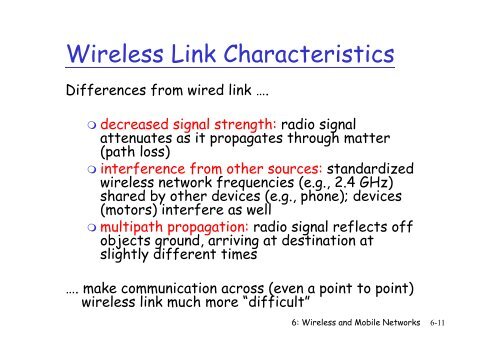 Chapter 6 Wireless and Mobile Networks - Network and Systems Lab