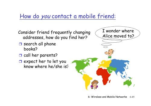 Chapter 6 Wireless and Mobile Networks - Network and Systems Lab