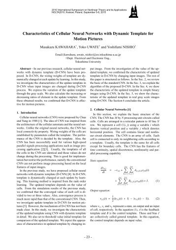 Characteristics of Cellular Neural Networks with Dynamic Template ...