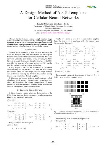 A Design Method of 5 Ã 5 Templates for Cellular Neural Networks