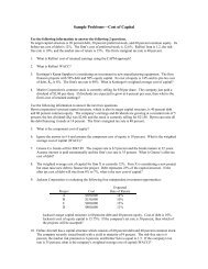 Sample ProblemsâCost of Capital