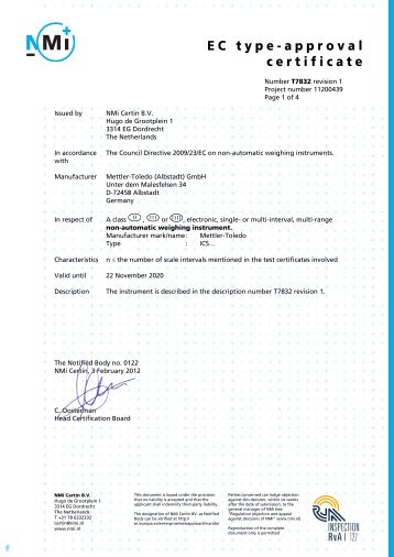 EC type-approval certificate - Mettler Toledo