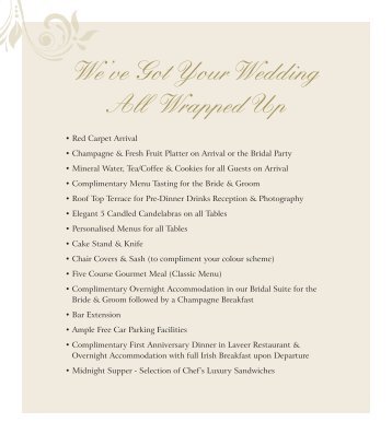 All Wrapped Up Wedding Package - Bracken Court Hotel