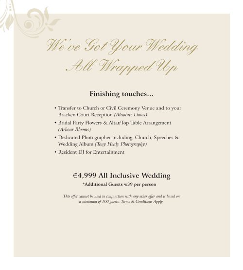 All Wrapped Up Wedding Package - Bracken Court Hotel