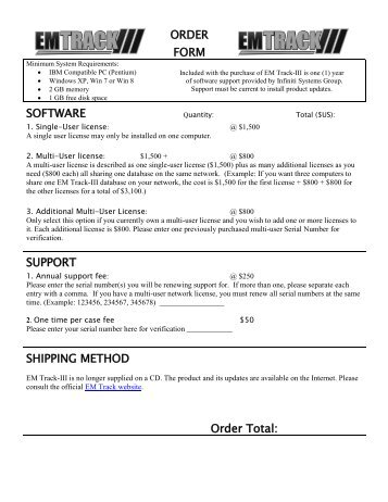 EM Track-III Order Form - Goodyear Off-The-Road (OTR)