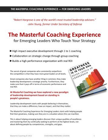 Download a PDF to find out more - Masterful Coaching