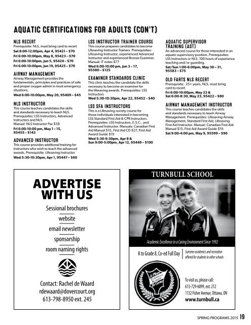 Dovercourt Spring 2015 program guide