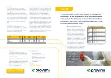 The most cost effective mycotoxin binder” - Provimi