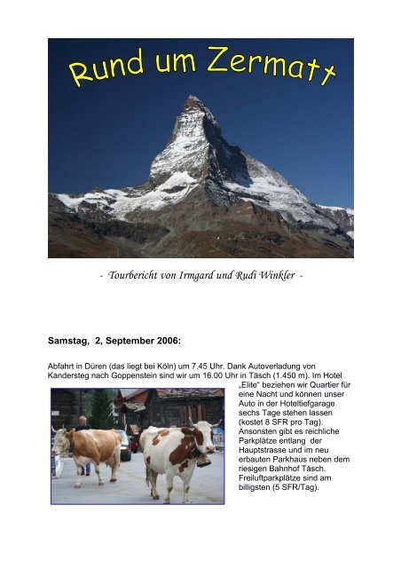 Tourbericht von Irmgard und Rudi Winkler - Alpinschule  OASE-Alpin