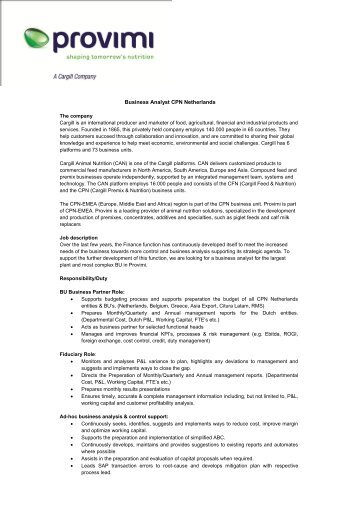 Business Analyst CPN Netherlands - Provimi