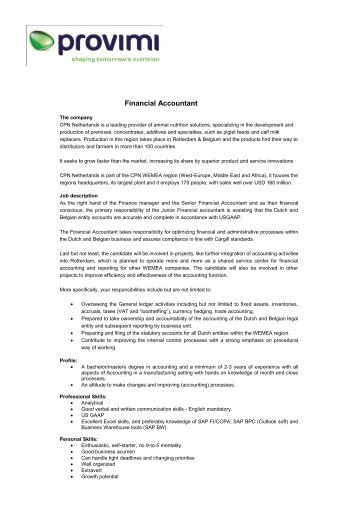 Financial Accountant - Provimi
