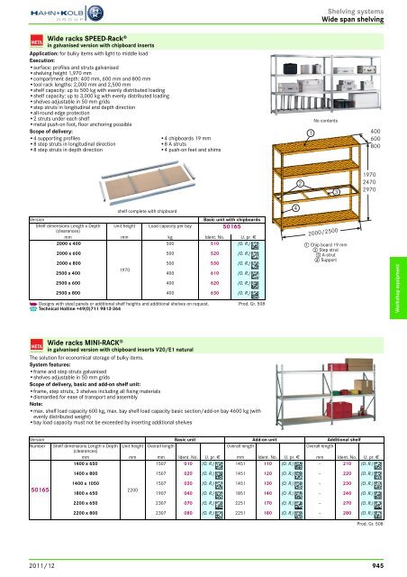 Workshop cabinets and benches - EN / Hahn+Kolb